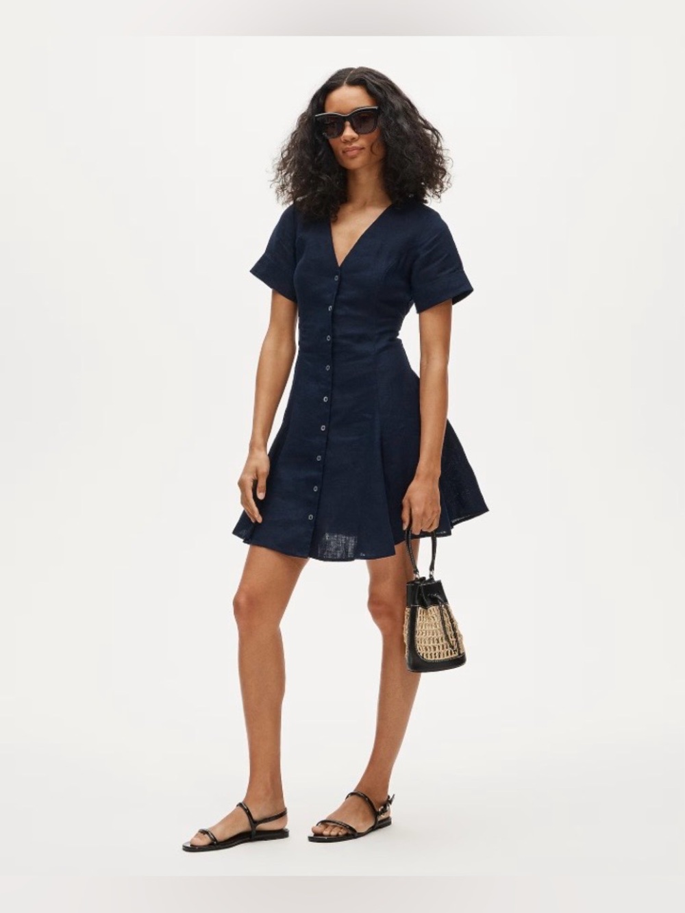 J. CREW SIZE 6 Fleur mini dress in navy linen CS956 $168